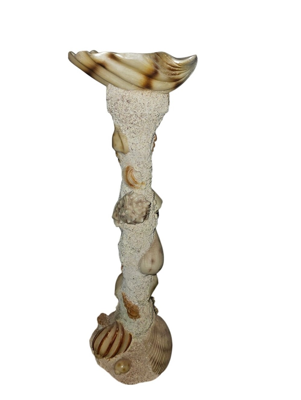 💰Seashell Accent Pedestal Candle Holder - Beige & Cream